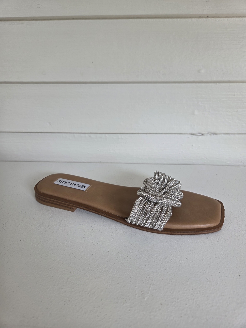 Steve Madden Adore Bling Rhinestone Beaded Knot Slide Sandal Size 8